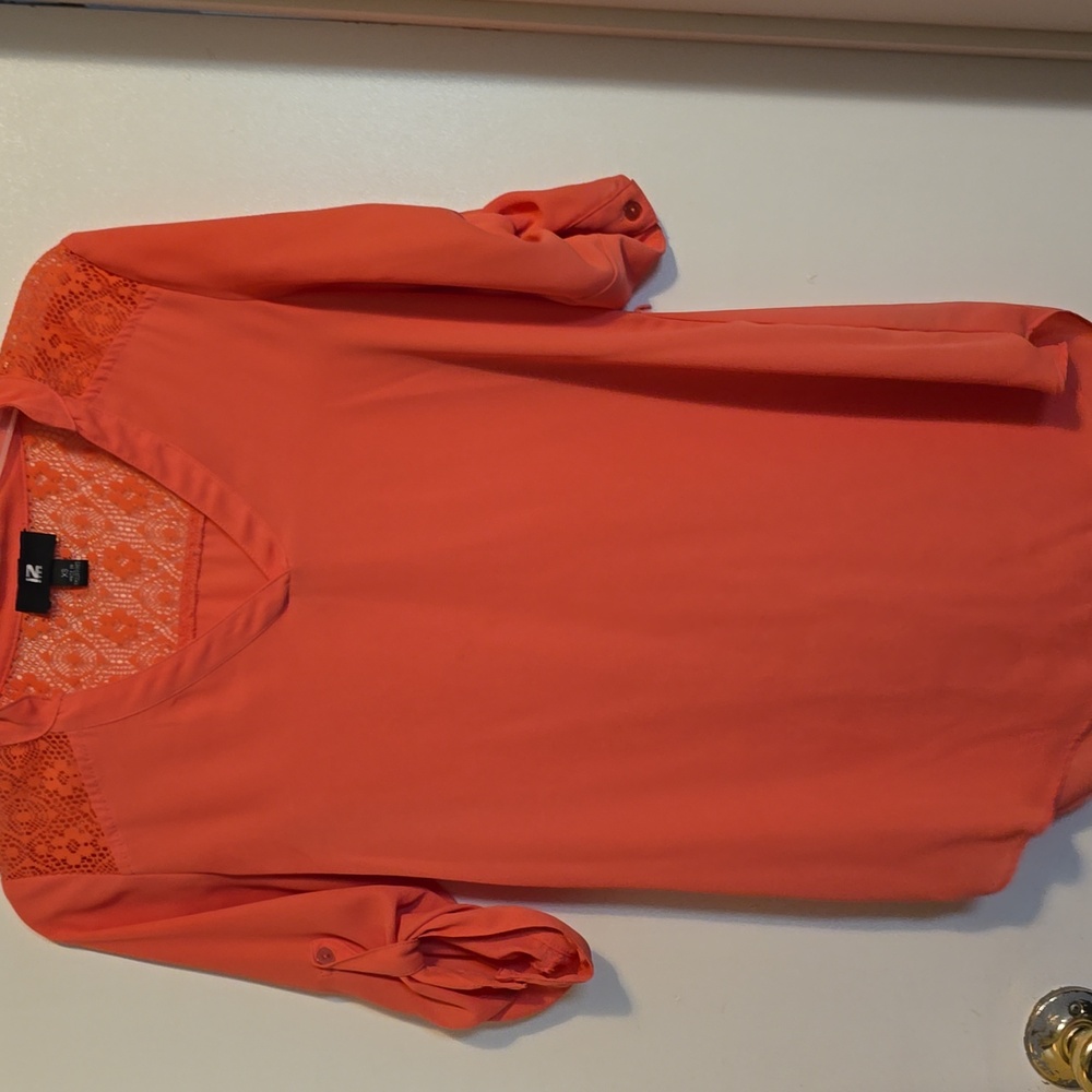 Iz Byer Orange Lace Detail Blouse